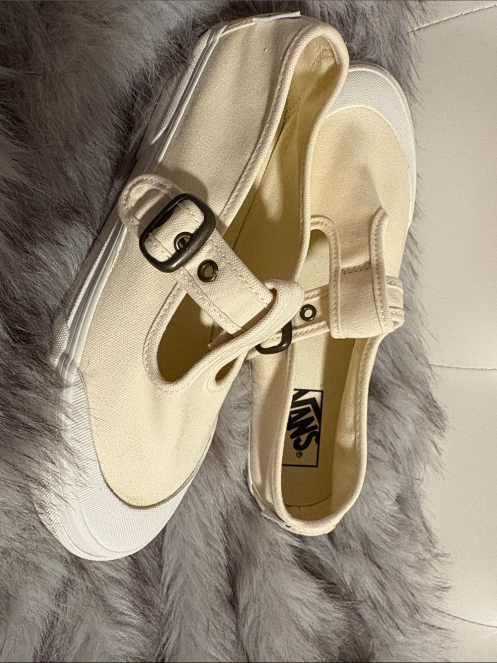 Vans Off-White Canvas Buckle Mary Jane Flats